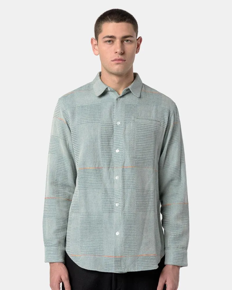 Babu Collared Shirt in Indigo Green