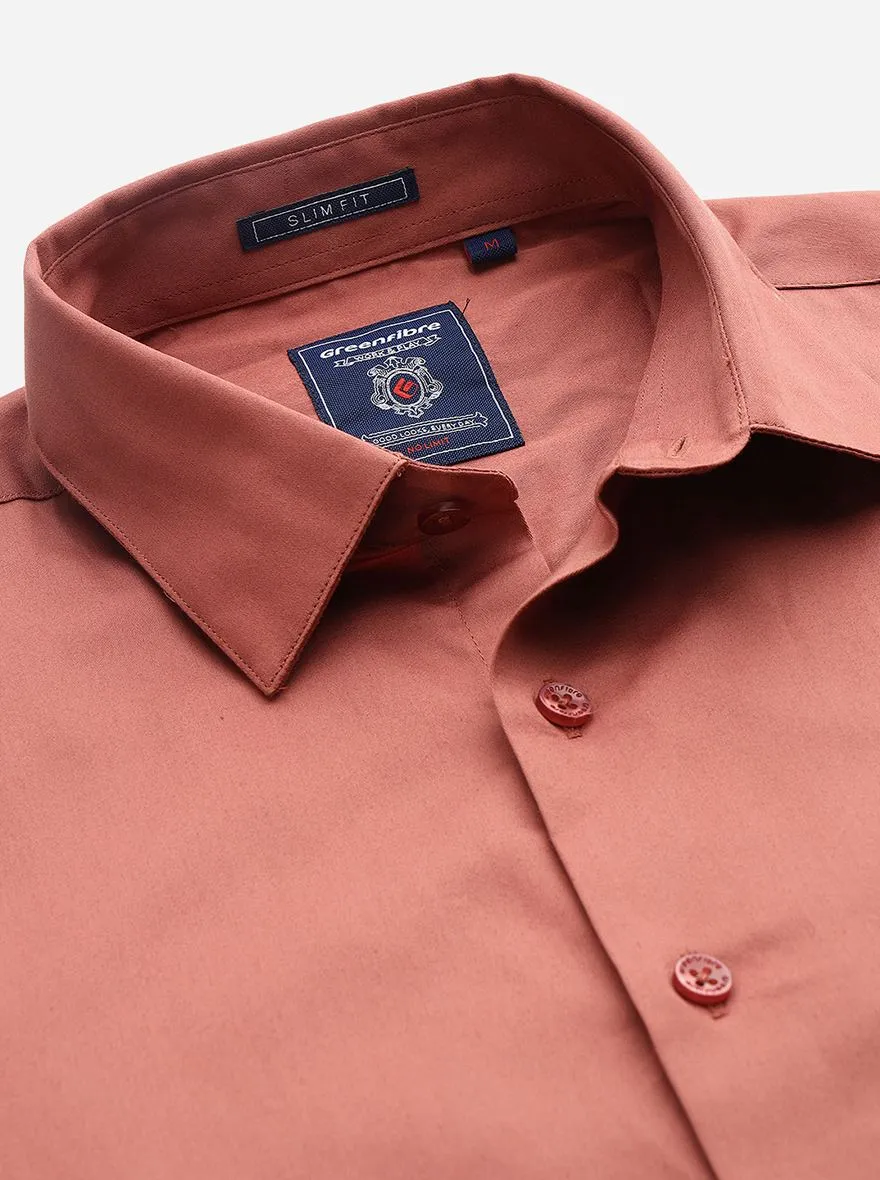 Baked Clay Solid Slim Fit Casual Shirt | Greenfibre