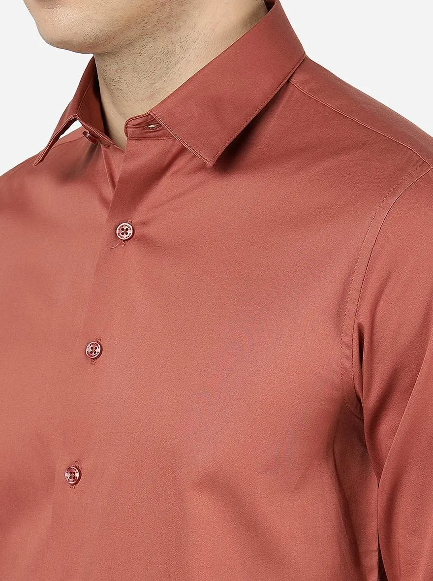 Baked Clay Solid Slim Fit Casual Shirt | Greenfibre