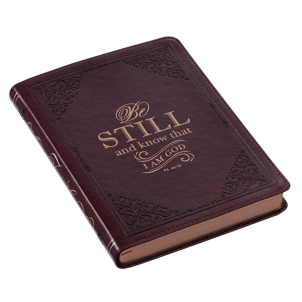 Be Still and Know Brown Handy-Sized Faux Leather Journal - Psalm 46:10