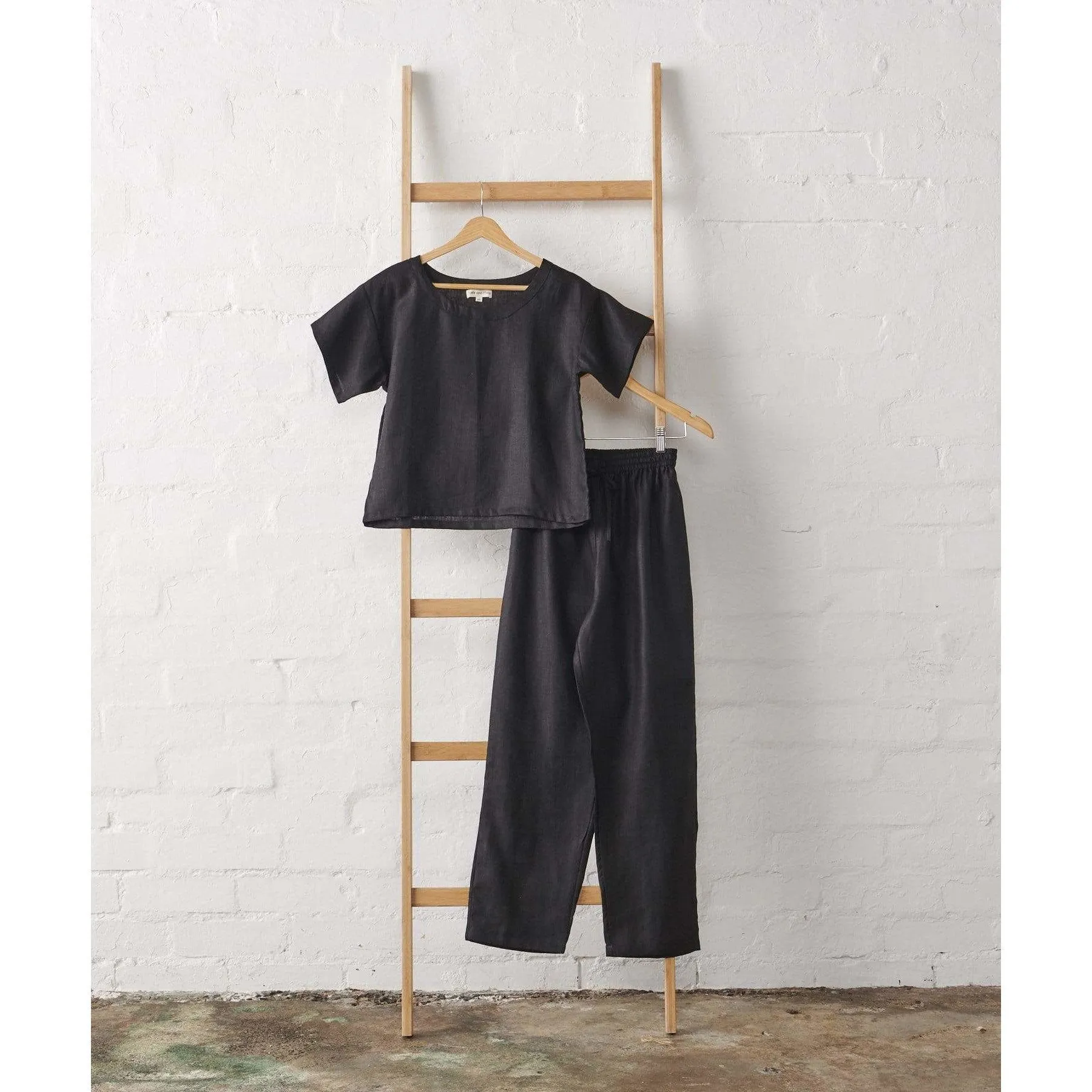 Black Linen Tee & Pant Pyjama Set