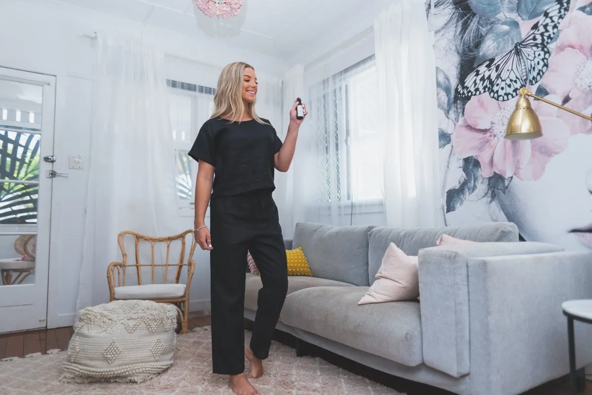 Black Linen Tee & Pant Pyjama Set