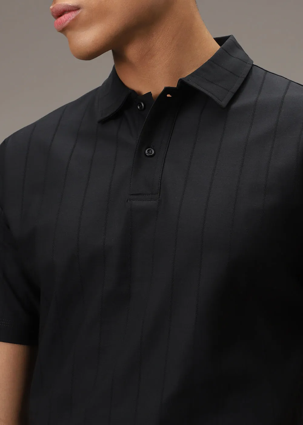 Black Stripped Polo T-Shirt