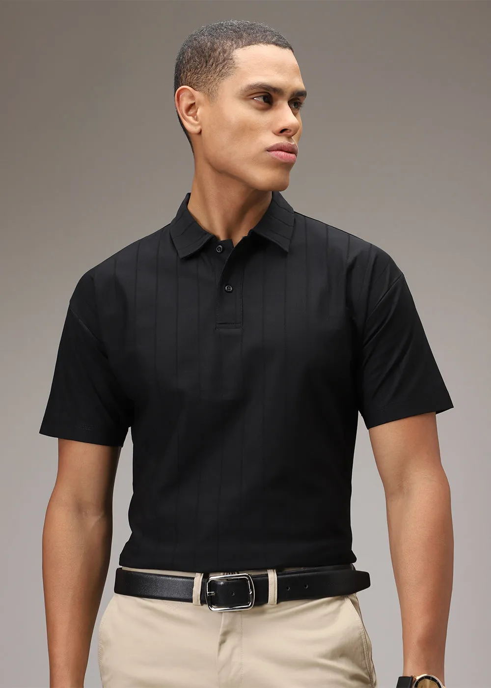 Black Stripped Polo T-Shirt