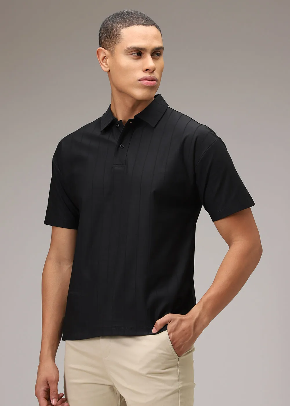 Black Stripped Polo T-Shirt