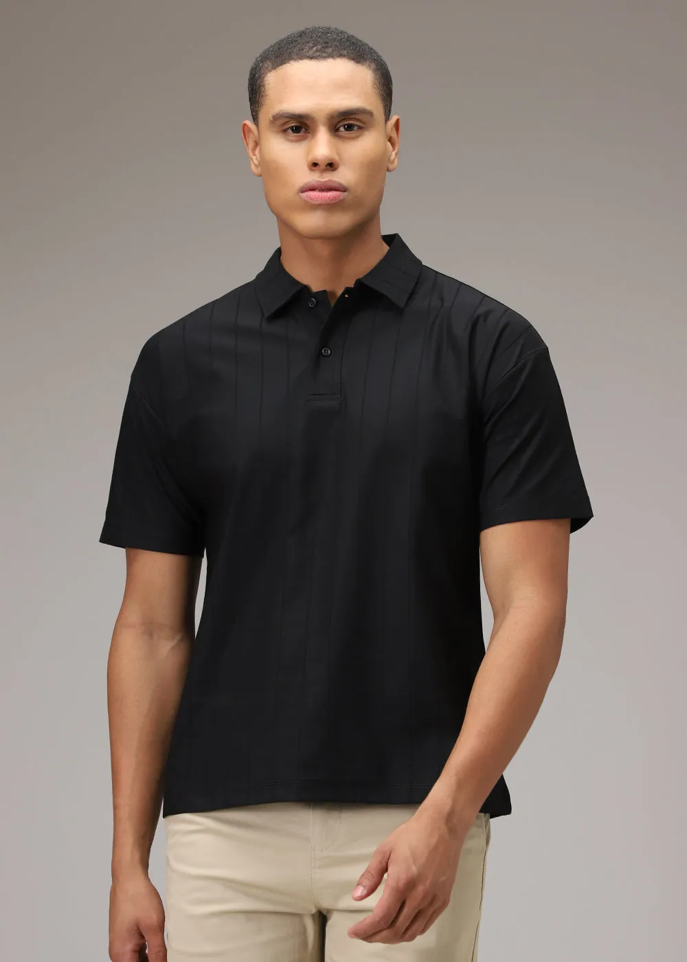 Black Stripped Polo T-Shirt