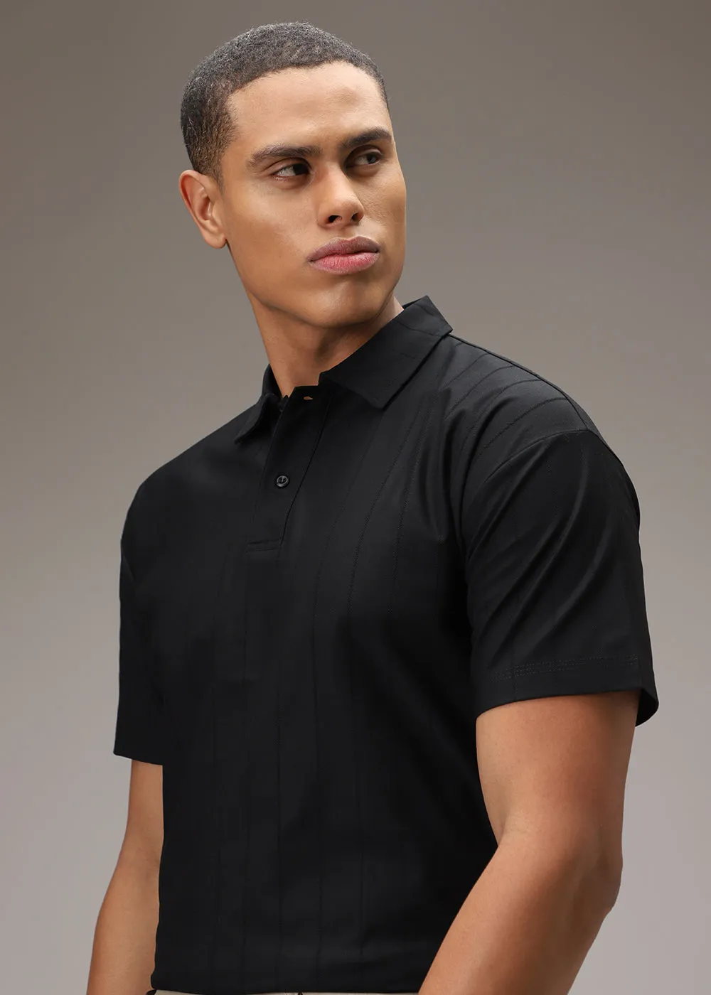 Black Stripped Polo T-Shirt