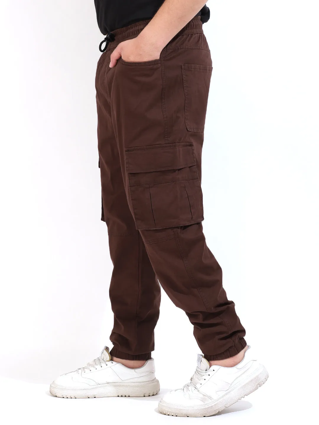 Brown Plus Size Cotton Cargo