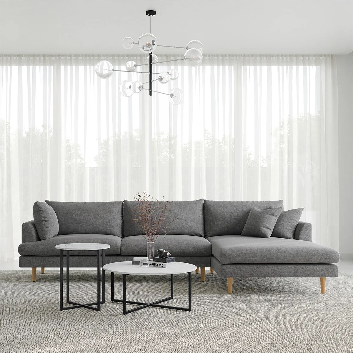 Byron Fabric Modular Sofa & Right Hand Chaise