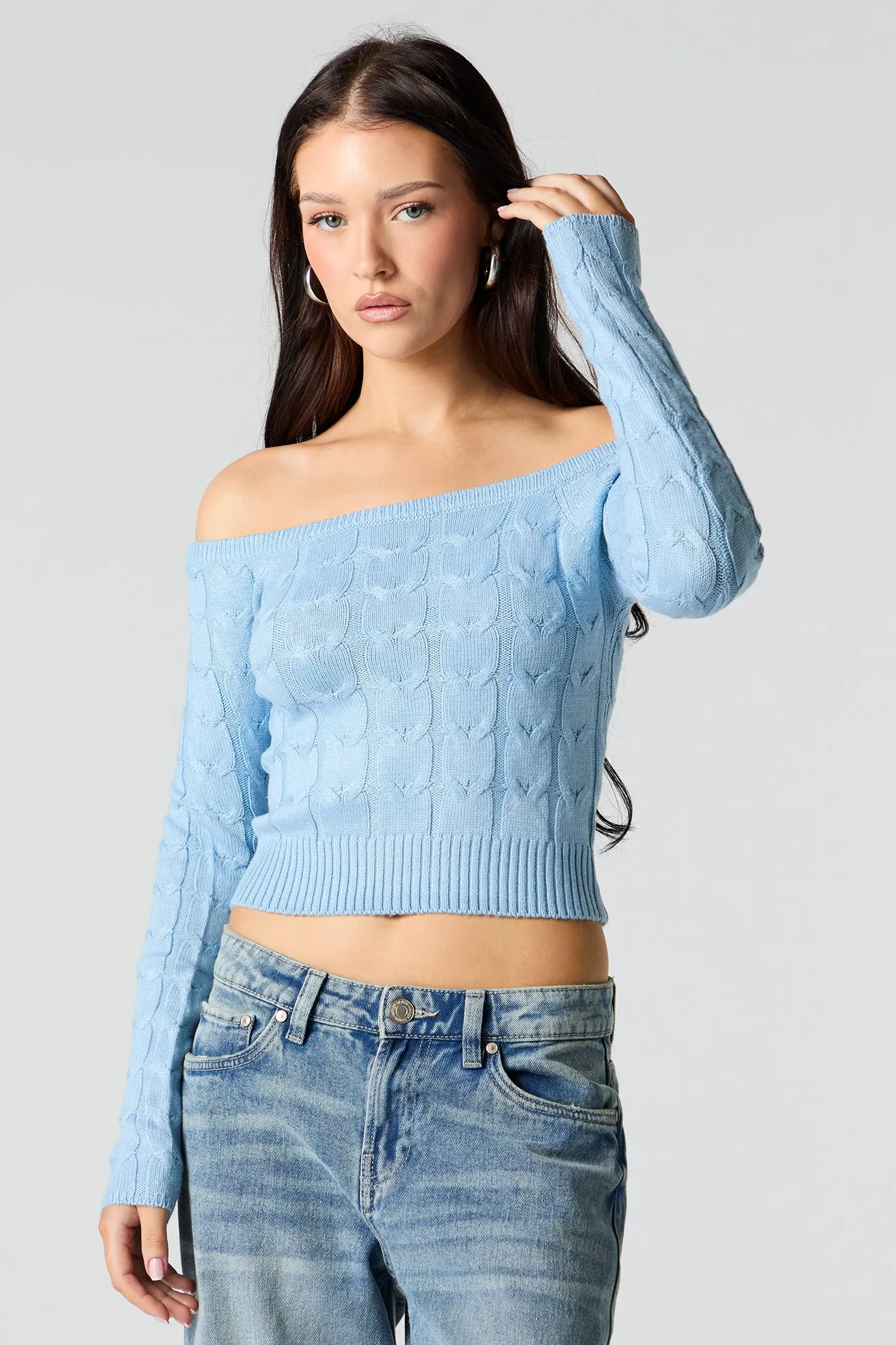 Cable Knit Cropped Sweater