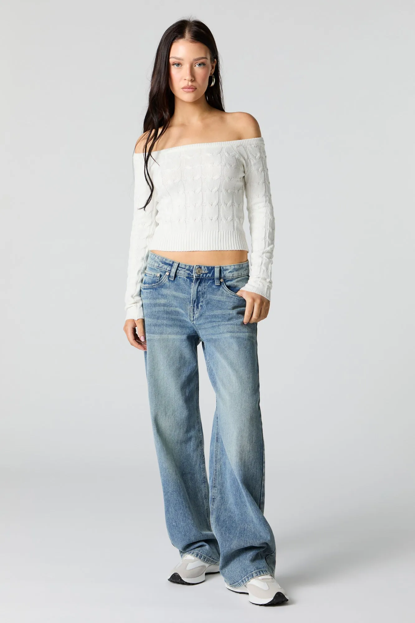 Cable Knit Cropped Sweater