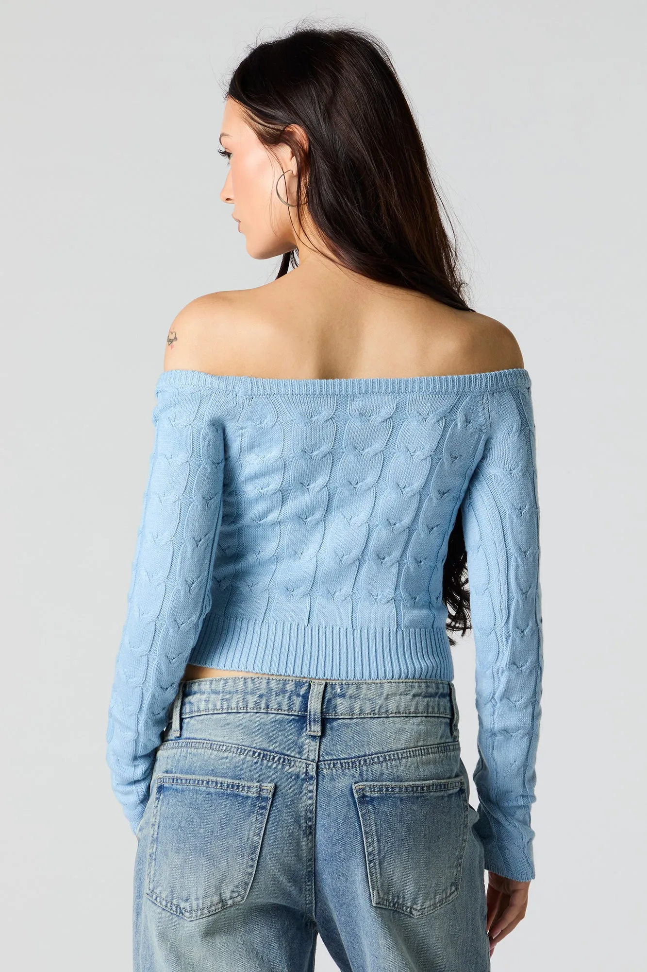 Cable Knit Cropped Sweater