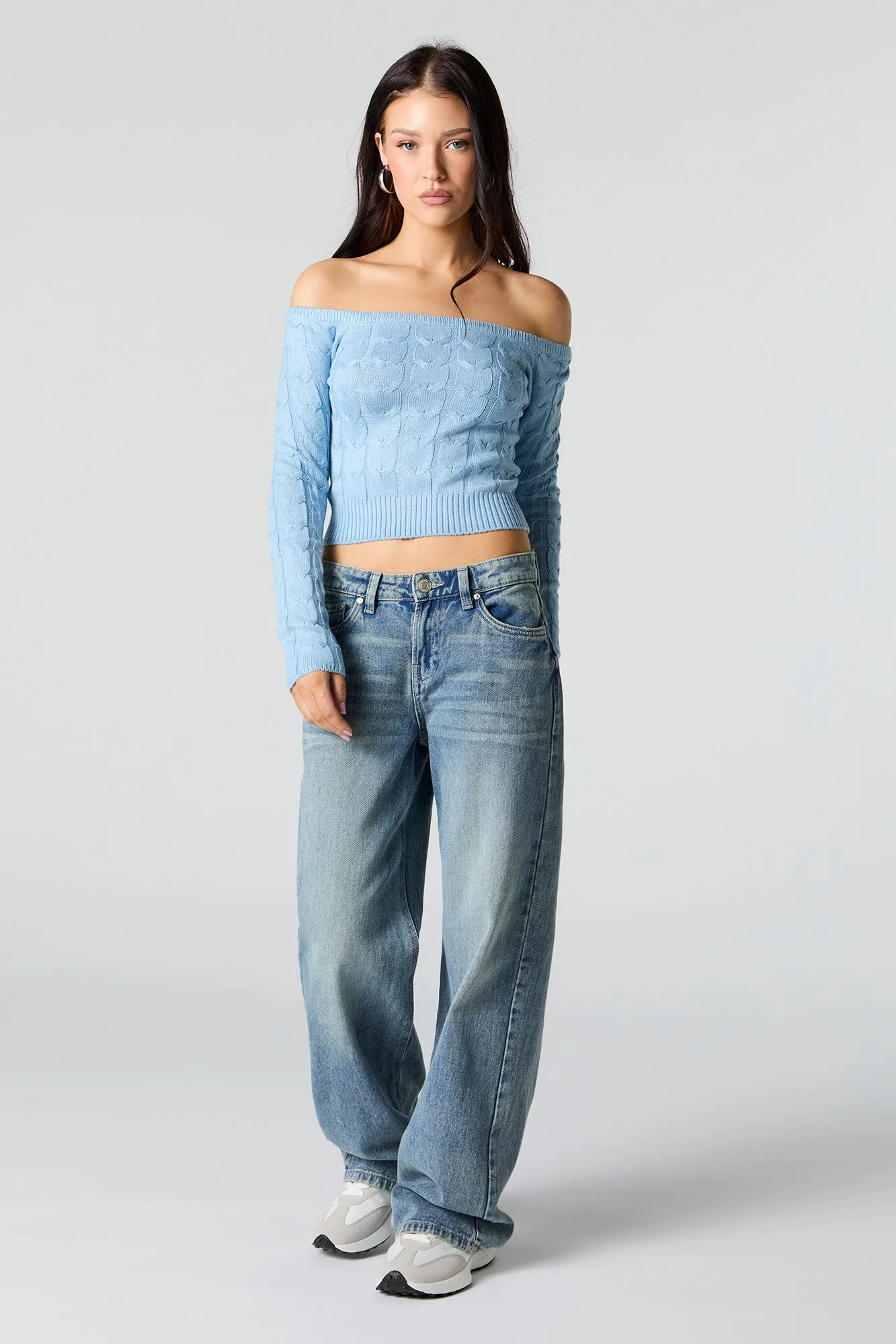 Cable Knit Cropped Sweater