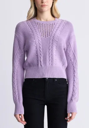 Camellia Women's Cable-Knit Sweater, Purple Rose - SW0072F