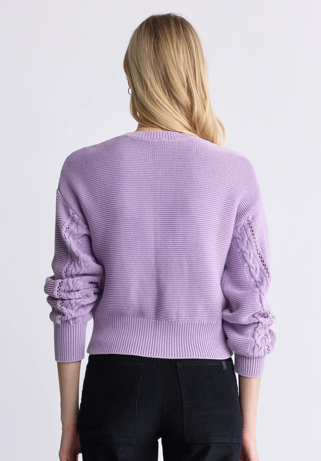 Camellia Women's Cable-Knit Sweater, Purple Rose - SW0072F