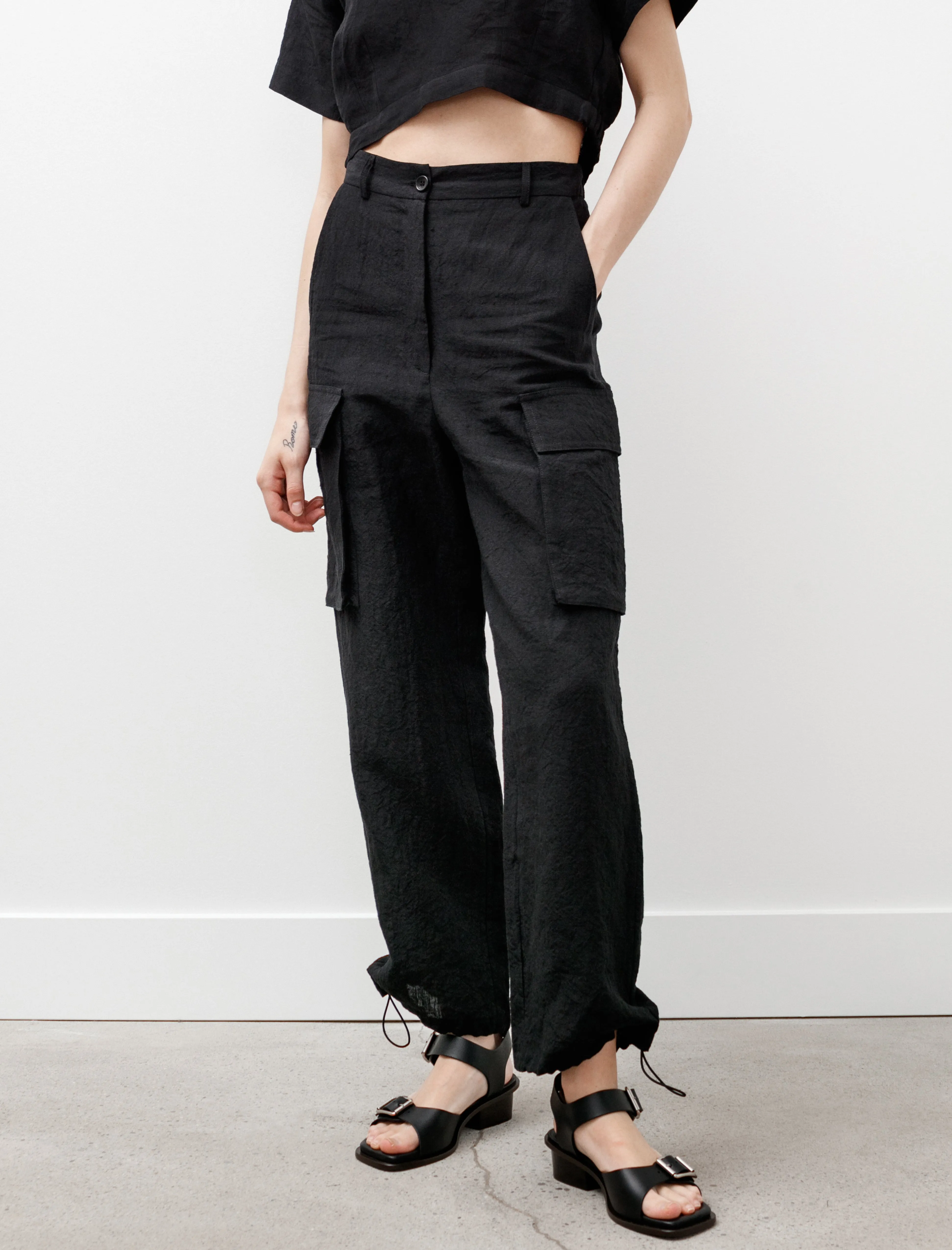 Cargo Pants Linen Black