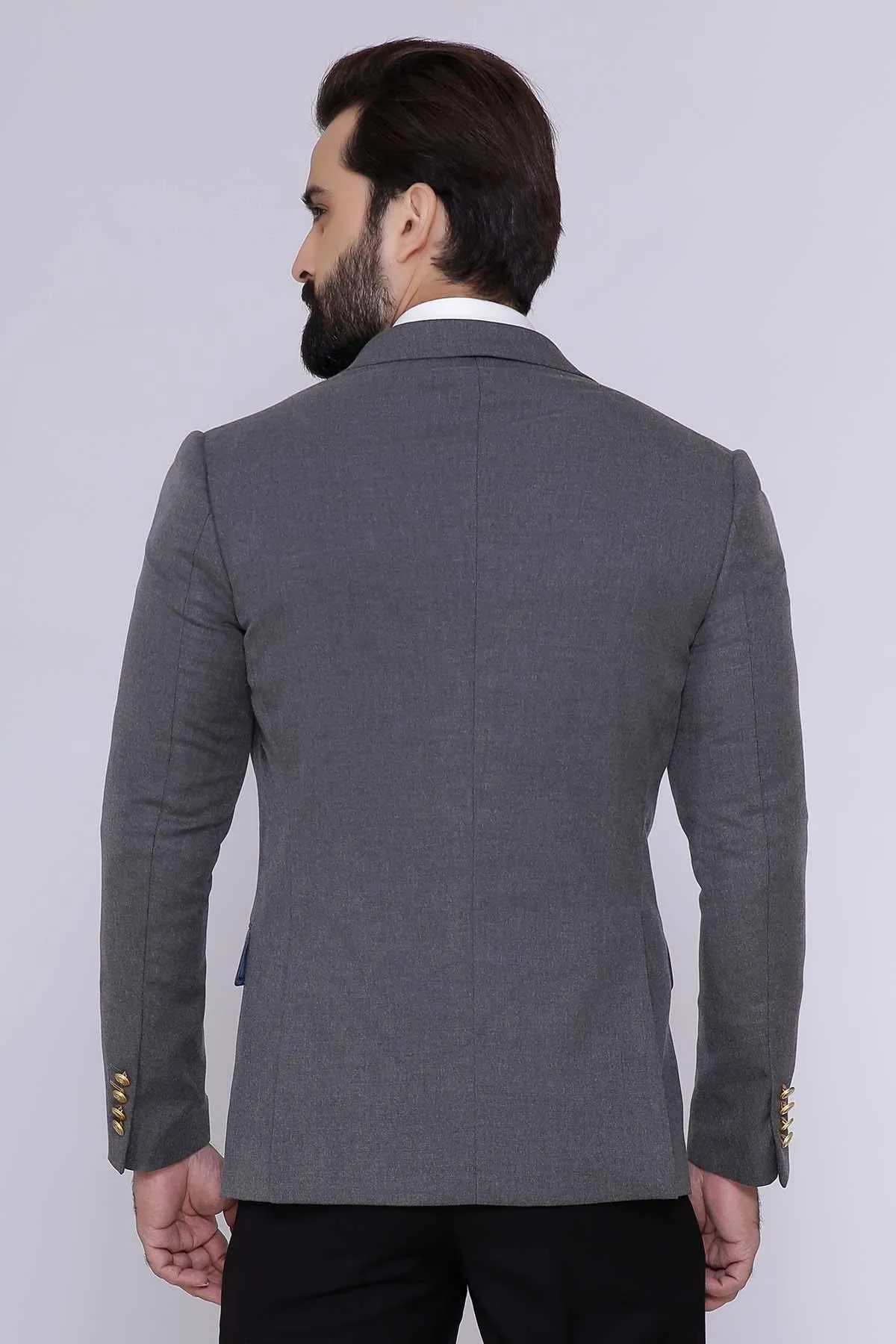 CASUAL COAT SLIM FIT DOUBLE BREASTED GREY