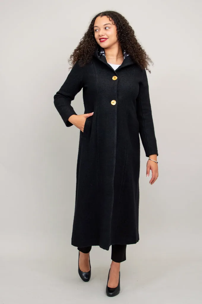 Catherine Coat, Black, Boiled Wool