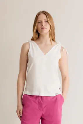 CELIA - Organic Cotton Vest Off White