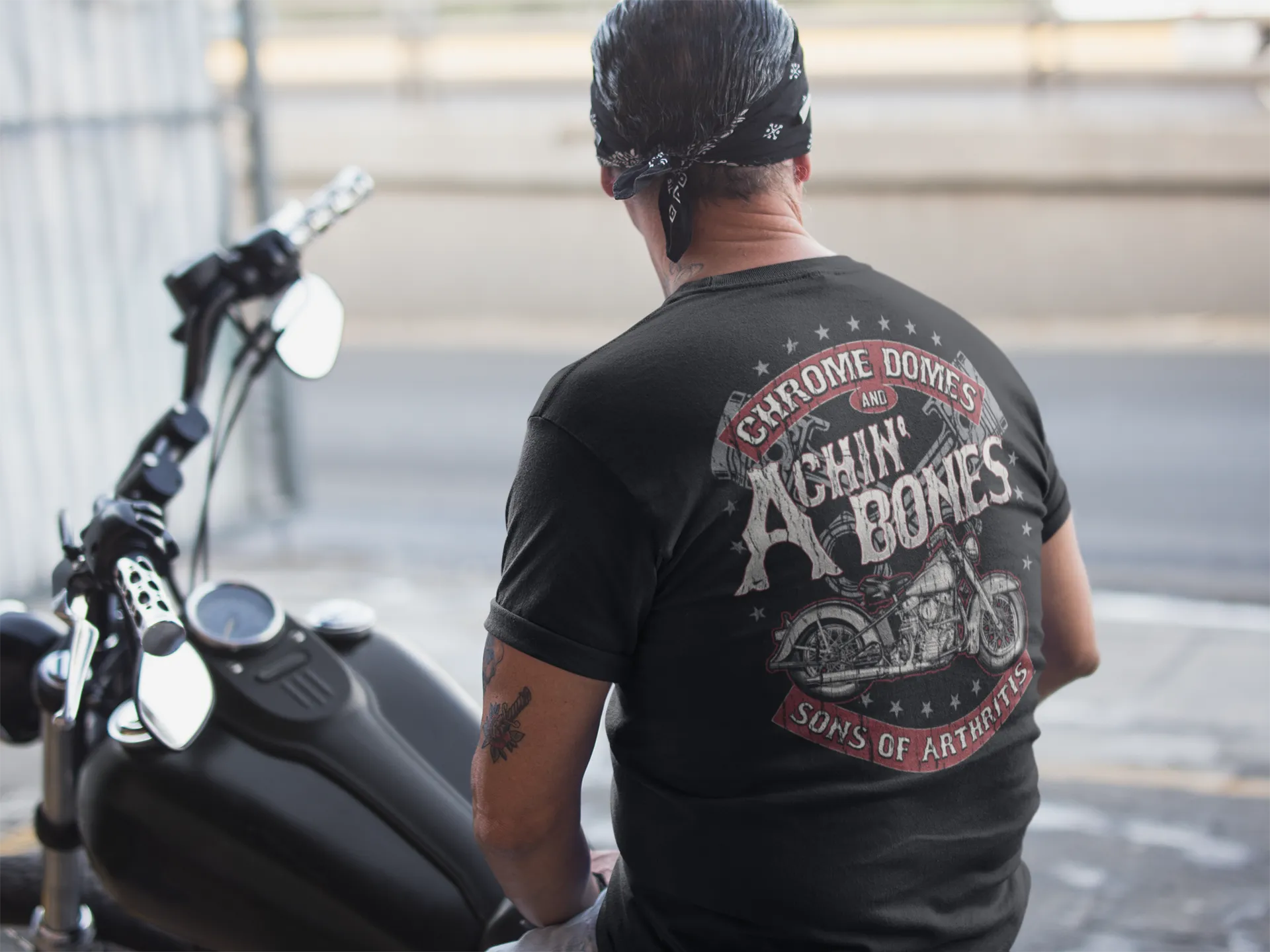 Chrome Domes & Achin Bones (Front & Back, Black Tee)