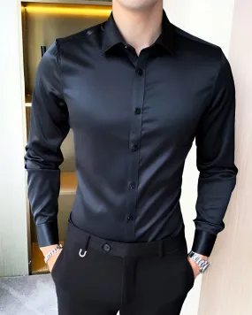 Classic Solid Black Men's Party Shirt