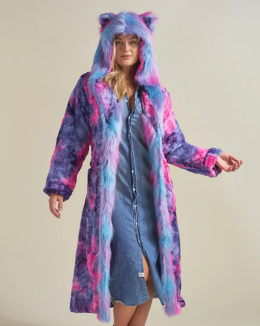 Classic Women's Long Faux Fur Coat | Cotton Candy Kitty