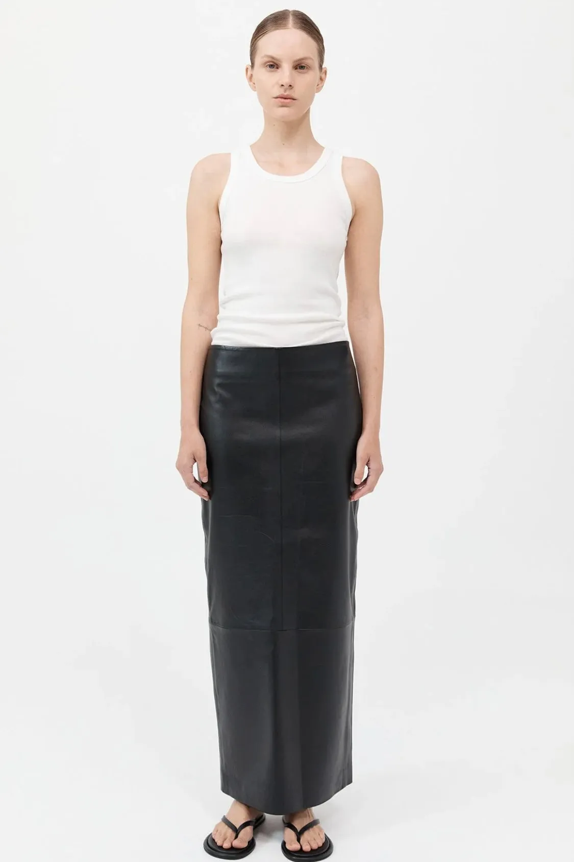 COLUMN LEATHER SKIRT