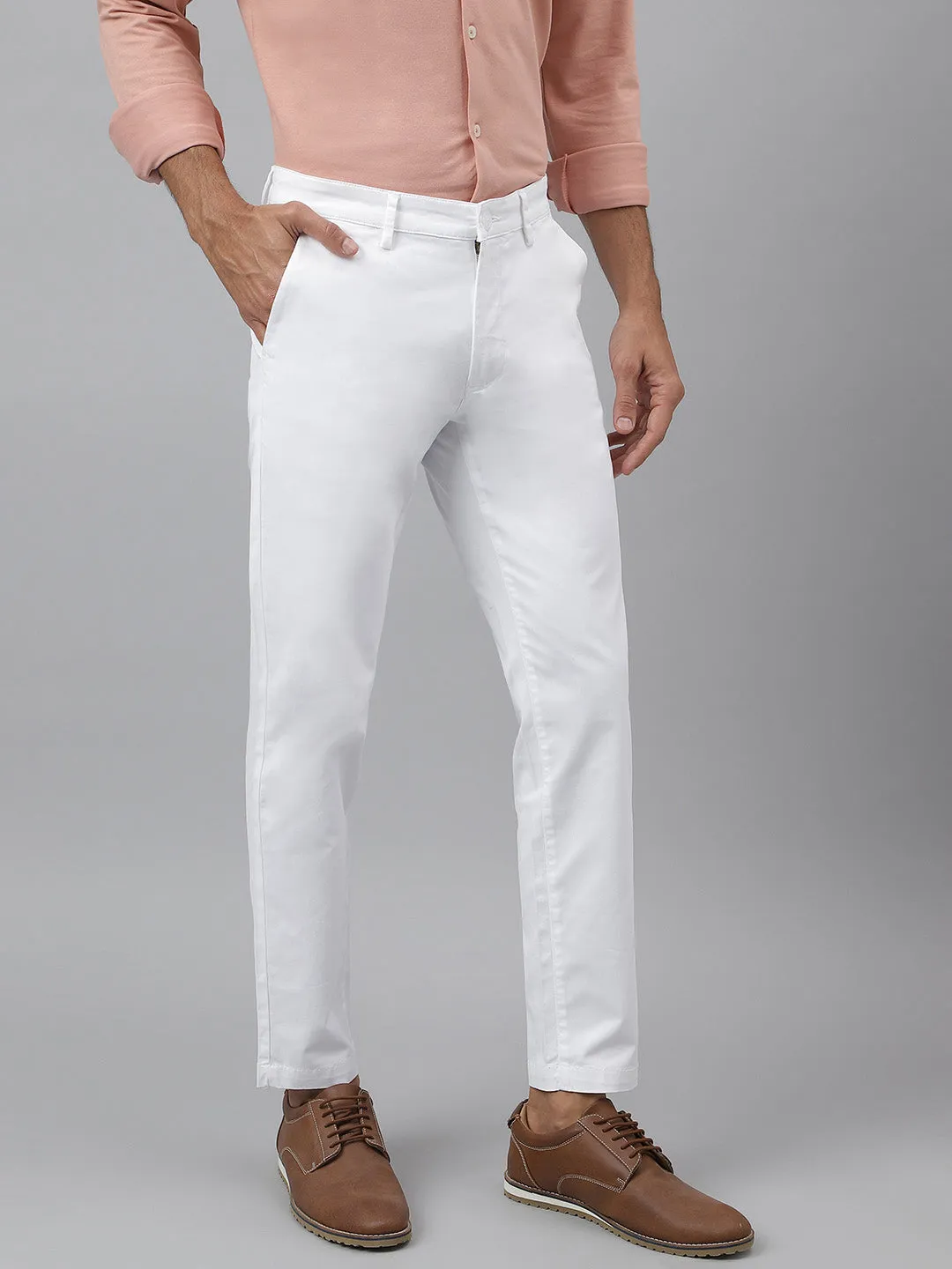 Comfort Fit Stretch Cotton White Chinos - Stride