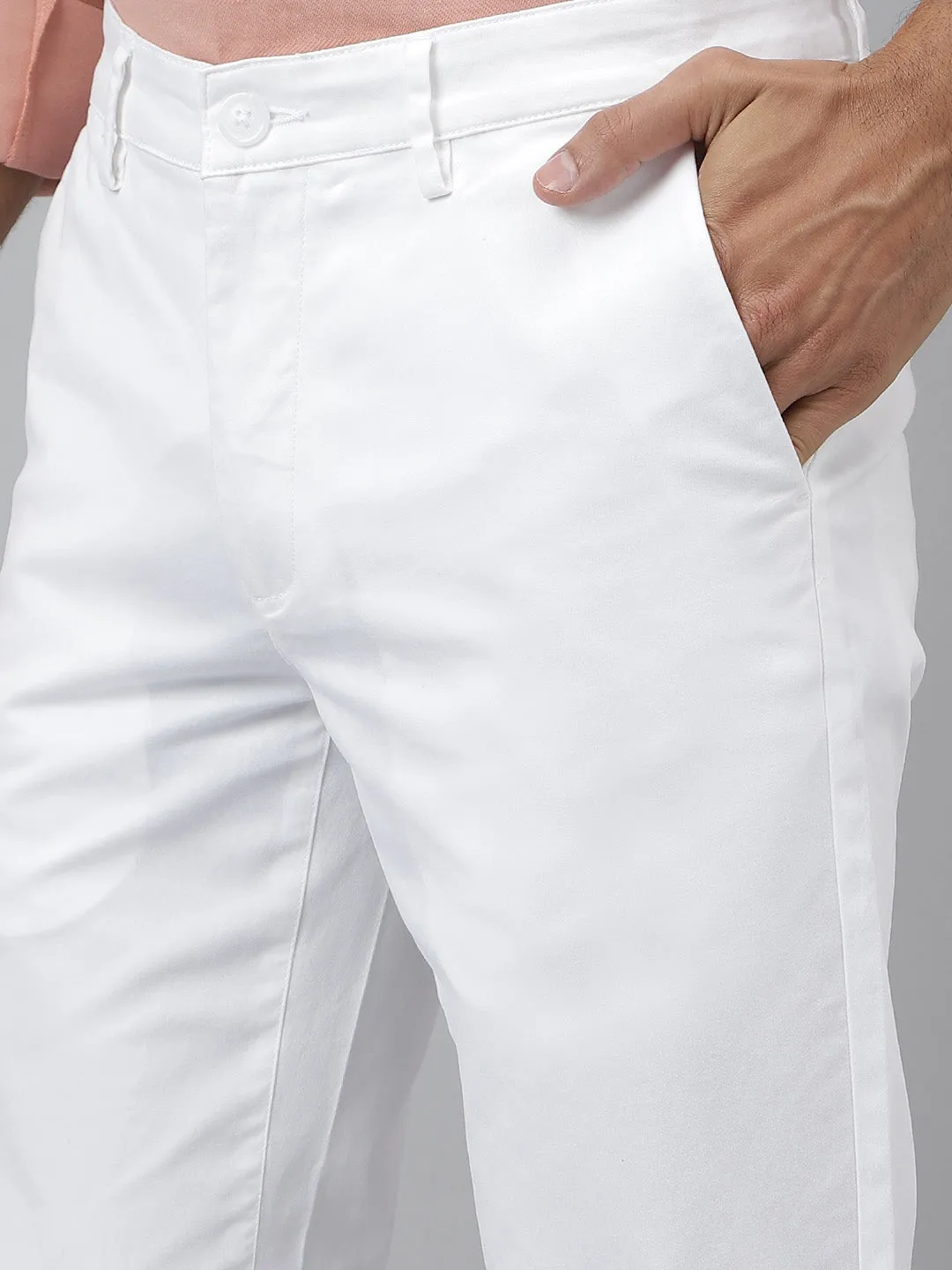 Comfort Fit Stretch Cotton White Chinos - Stride