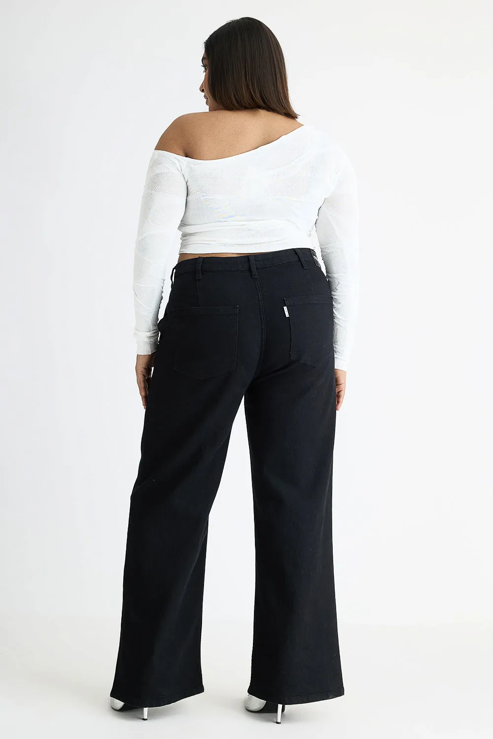 Curve Black Wide Leg Jeans