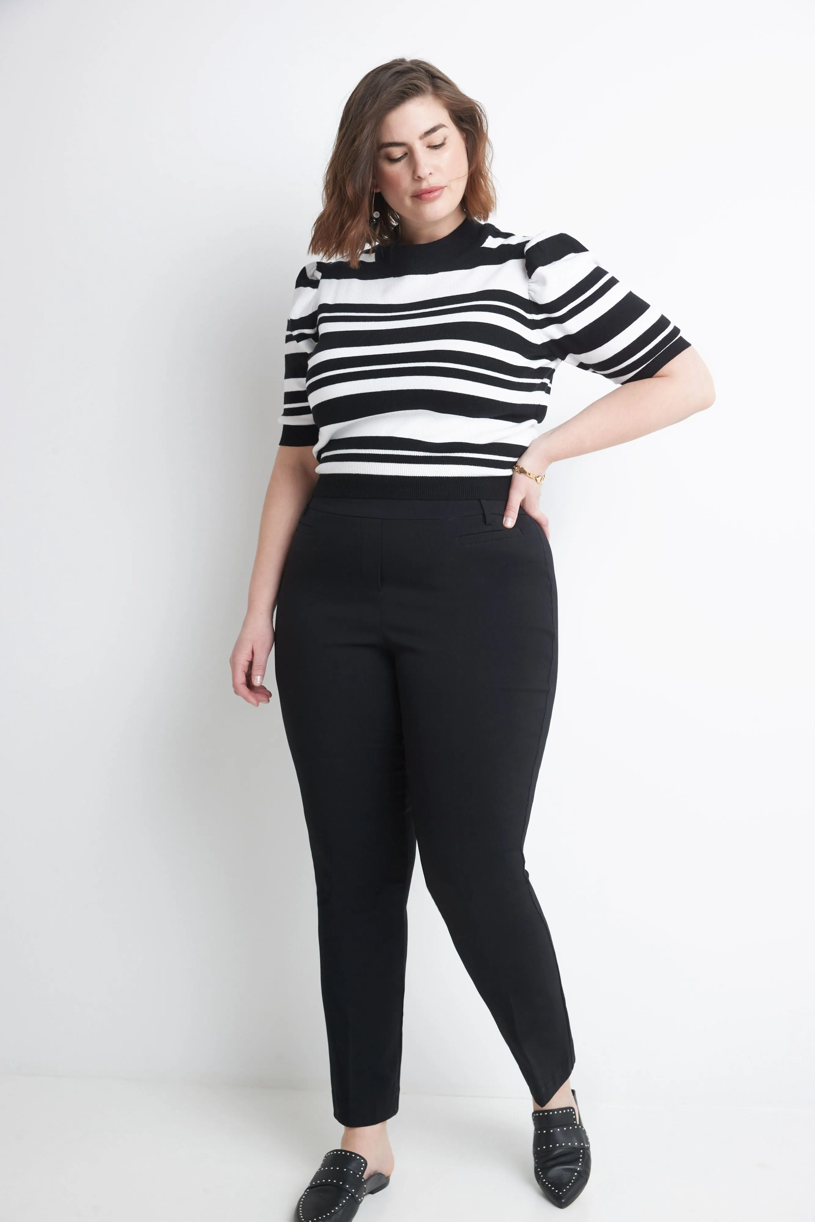 Curvy Pull-on Tummy Control Pants with Real Pockets