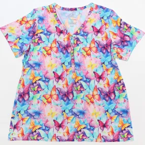 Day Dreams Brilliant Butterflies - Women's Printed Bamboo Short Sleeve Top