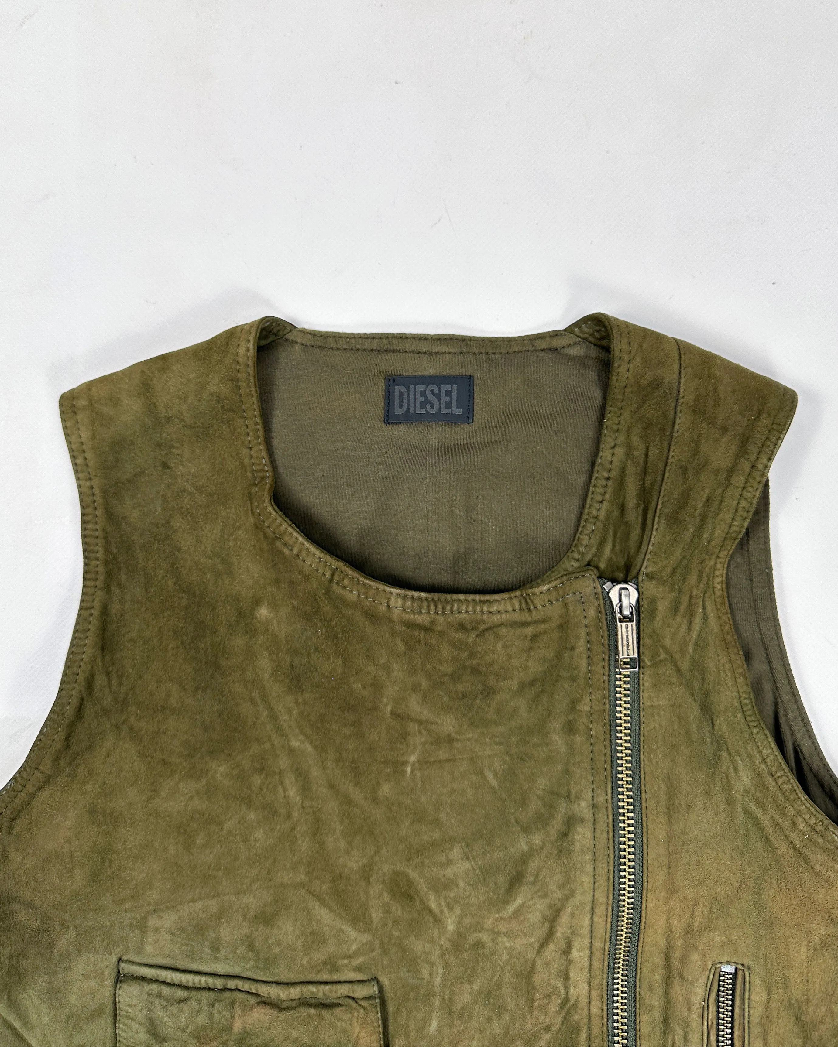 Diesel Utility Green Suede Vest 2000's