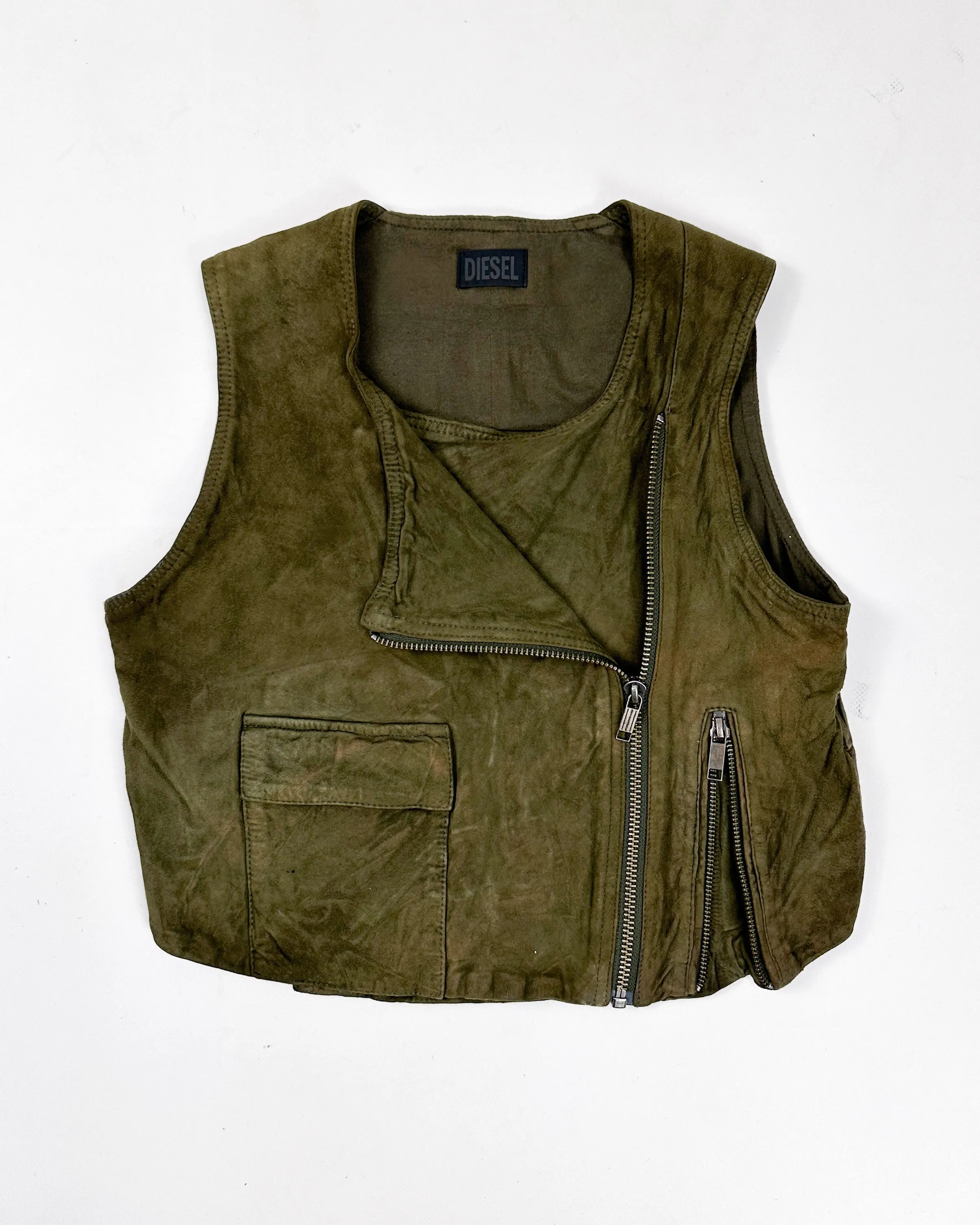 Diesel Utility Green Suede Vest 2000's