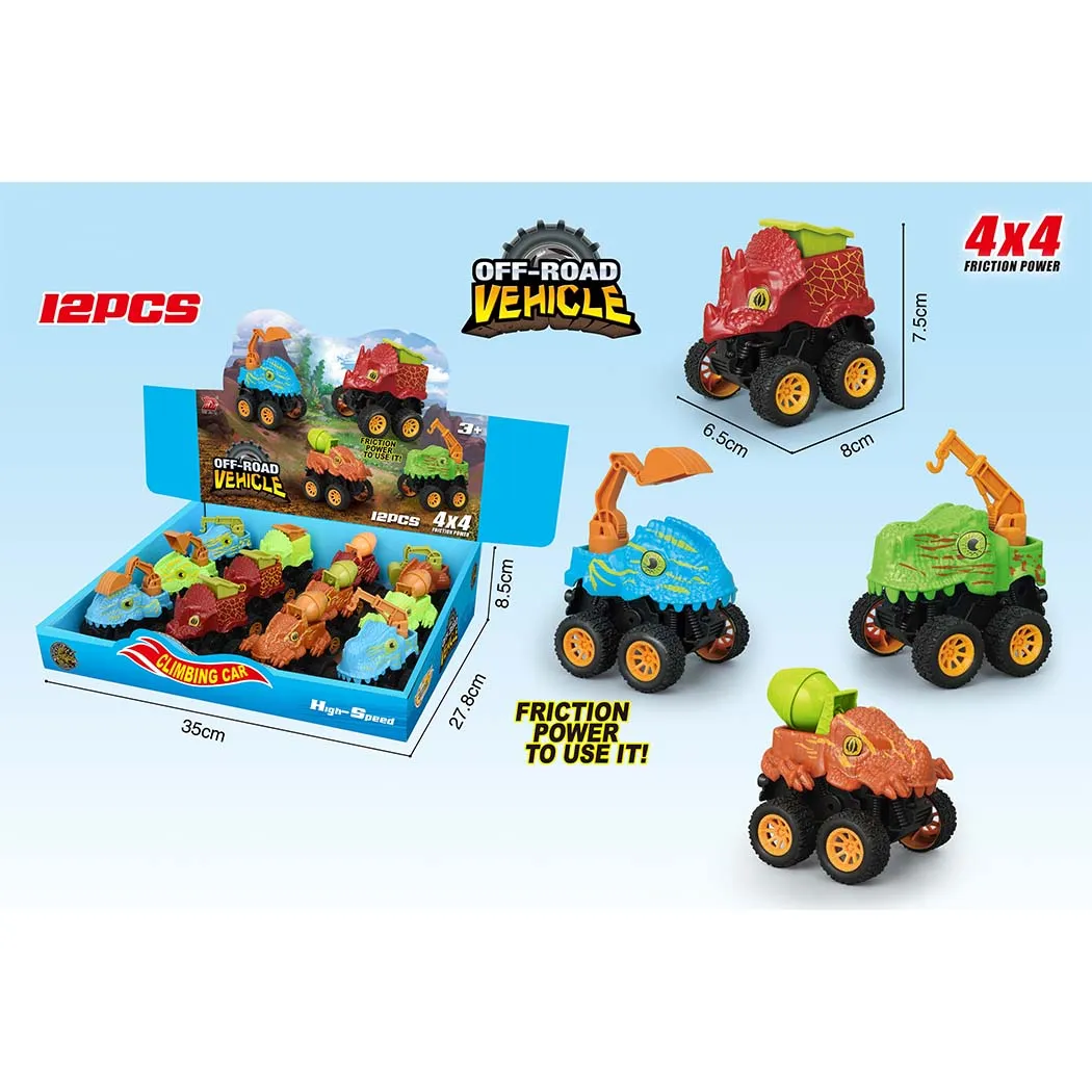 Dinosaur Series 8cm Inertia Engineering Vehicle (4 Assorted Models)