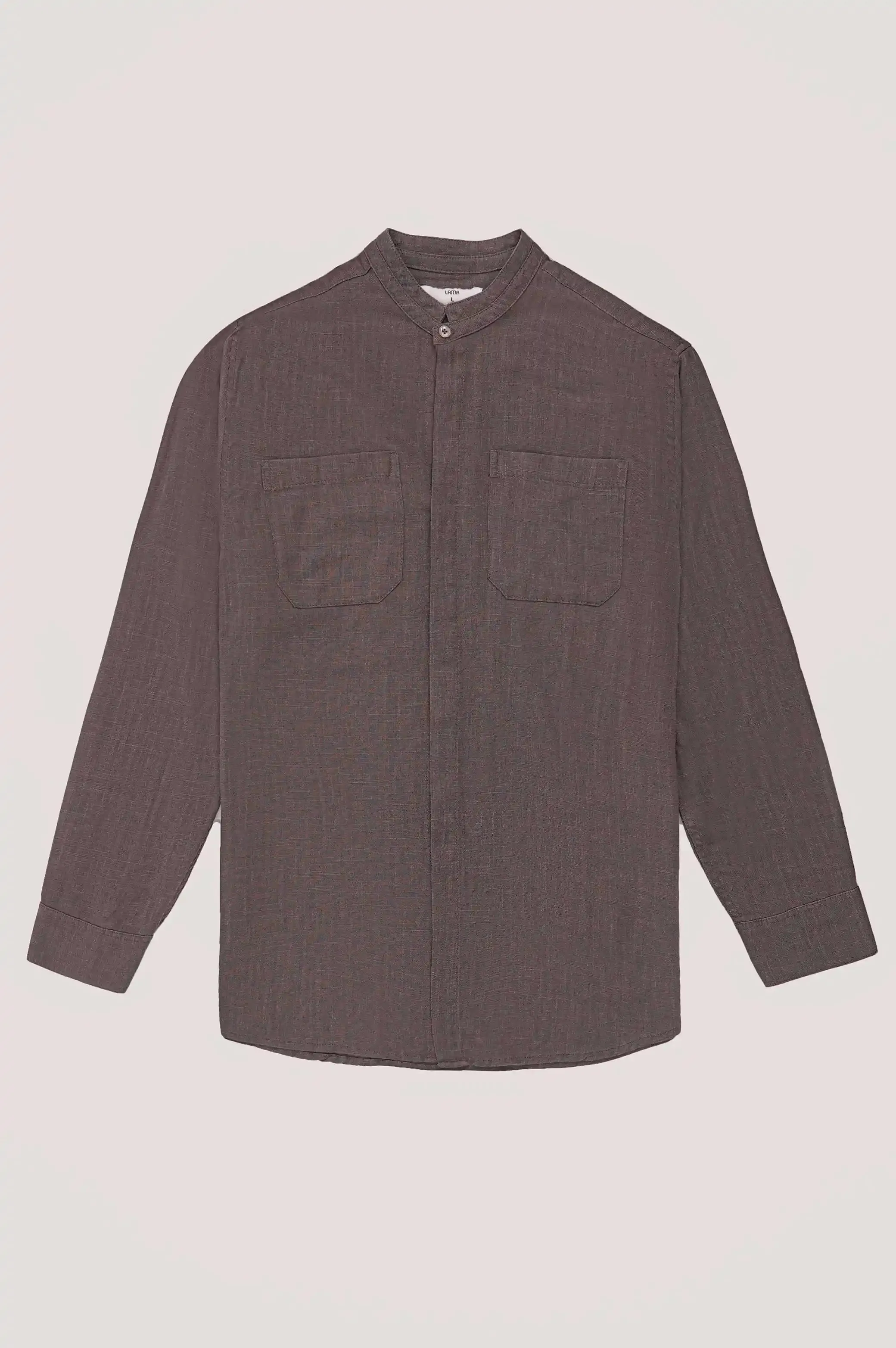 DOUBLE POCKET BAND COLLAR SHIRT