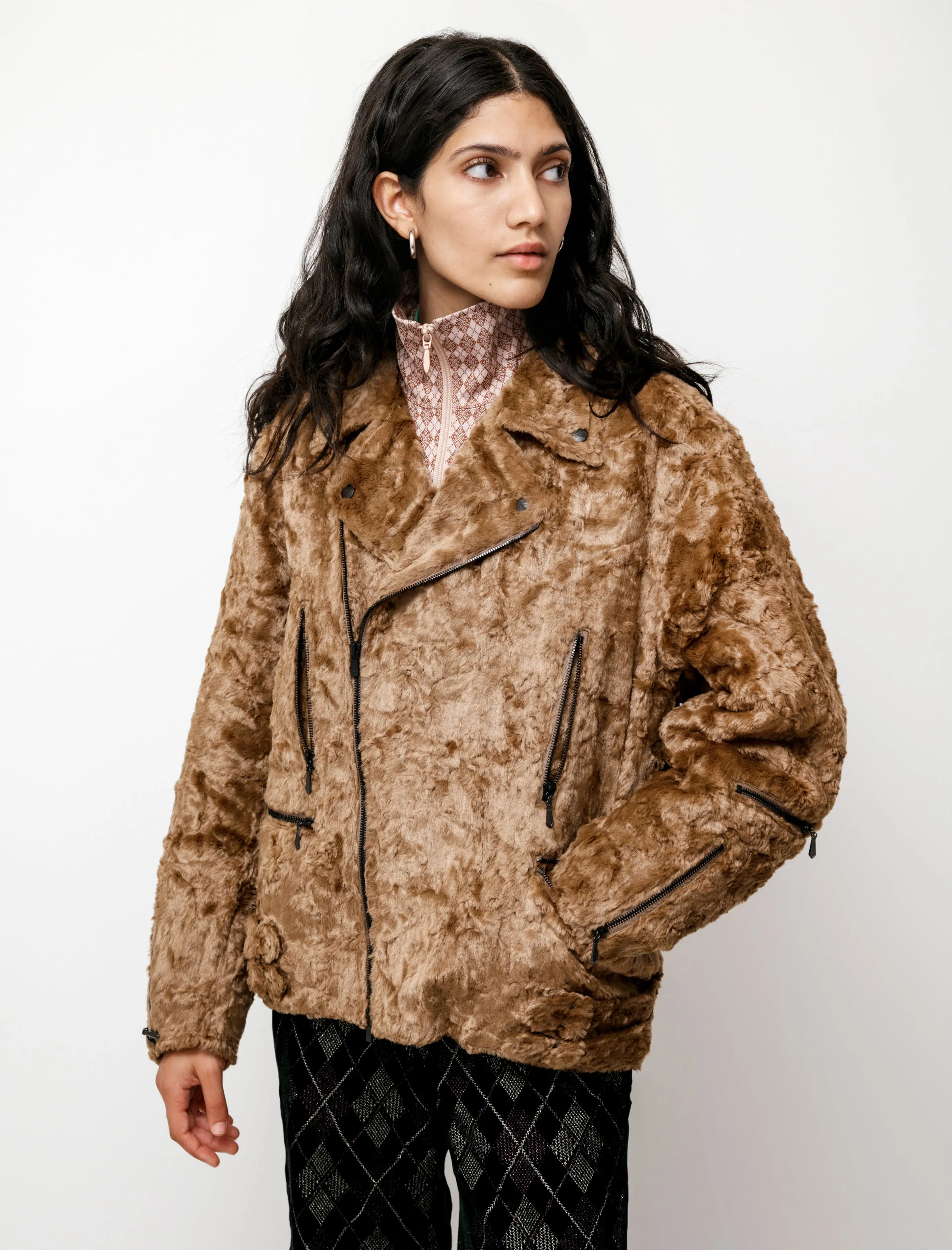 Double Riders Faux Fur Jacket Caramel