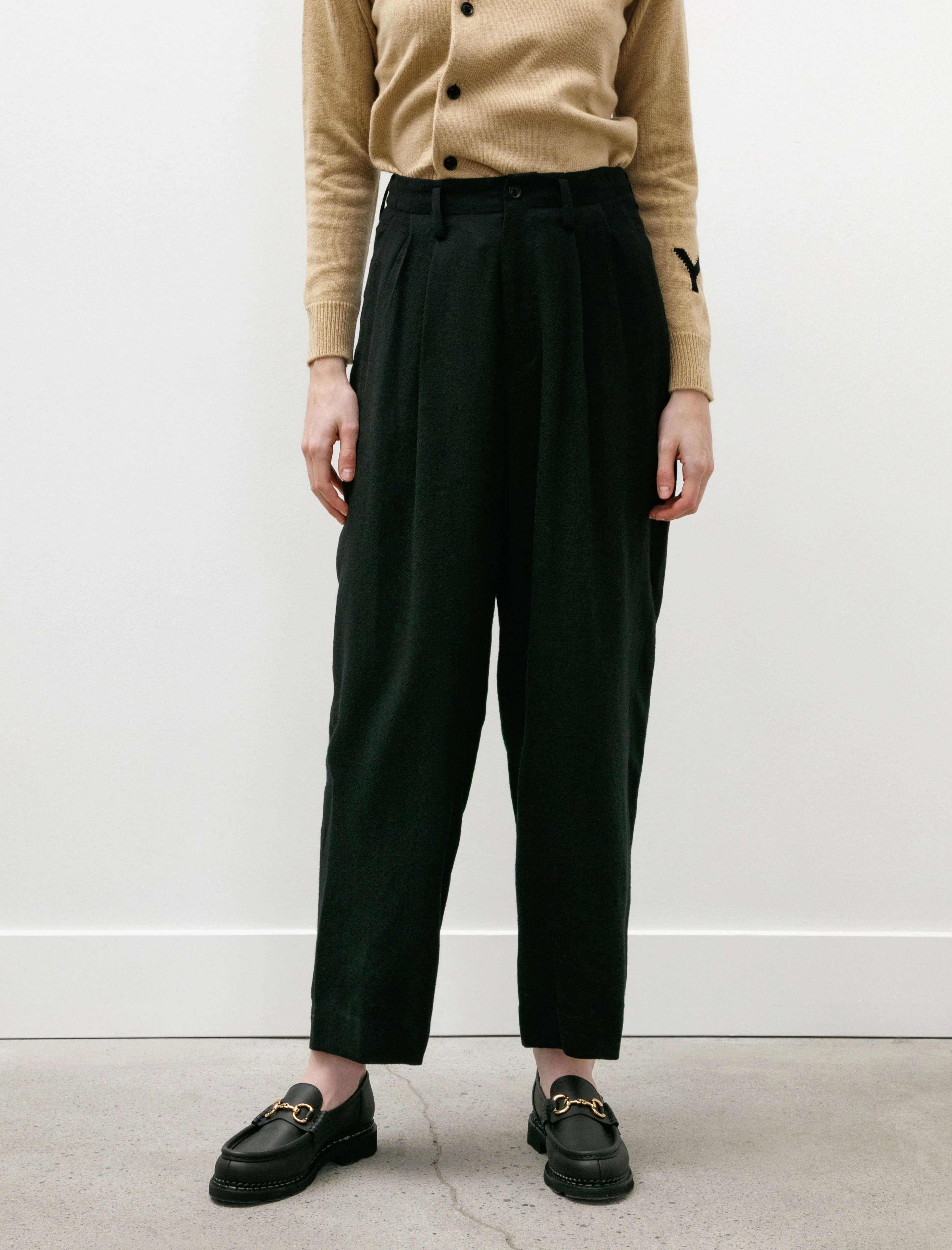 Double Tuck Wide Pants Black