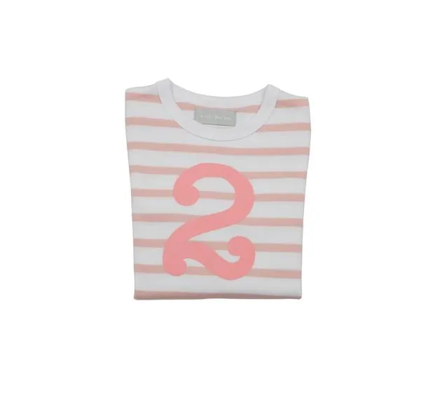 Dusty Pink & White Breton Striped T-Shirt -  Number 2