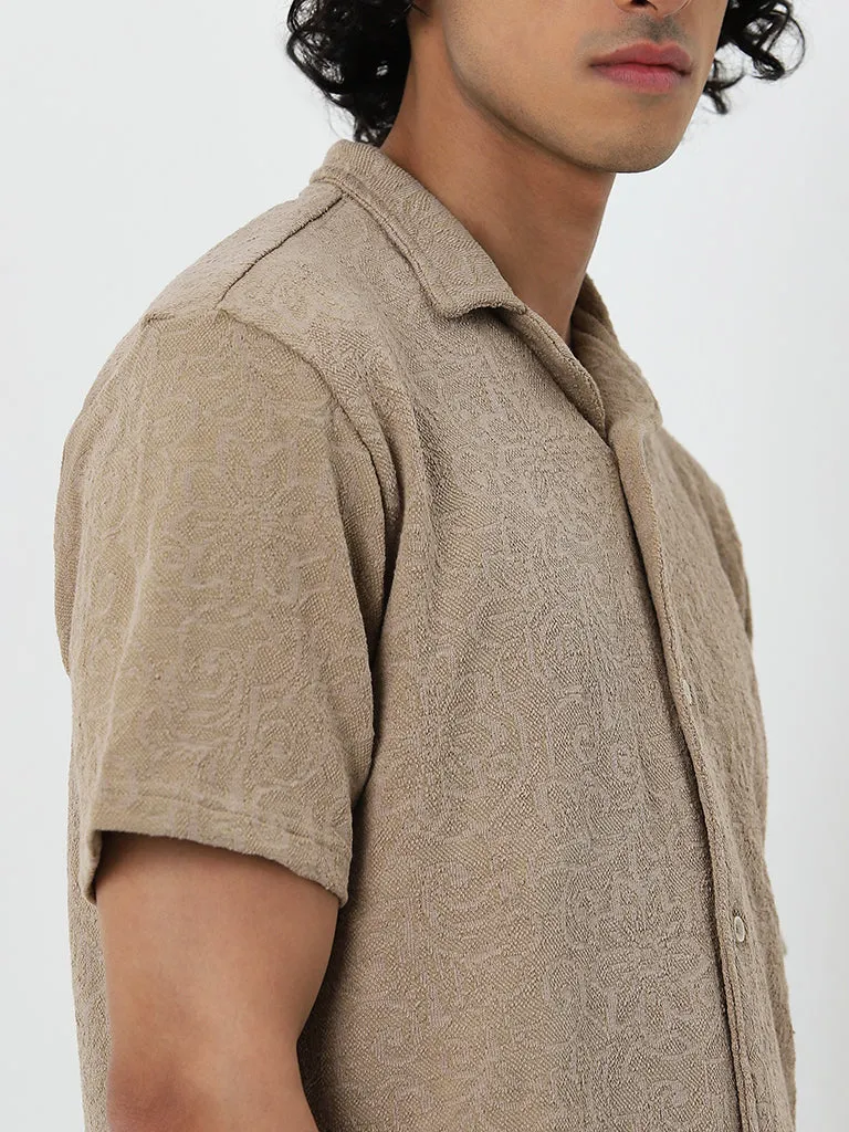 ETA Dark Taupe Textured Relaxed Fit Shirt