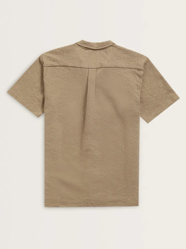 ETA Dark Taupe Textured Relaxed Fit Shirt