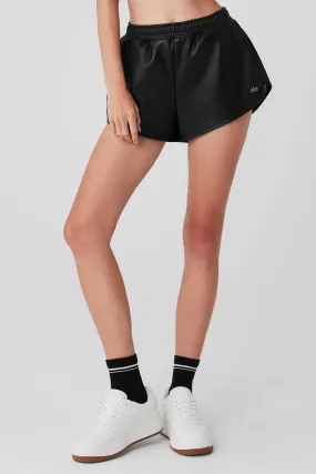 Faux Leather Power Hour Short - Black