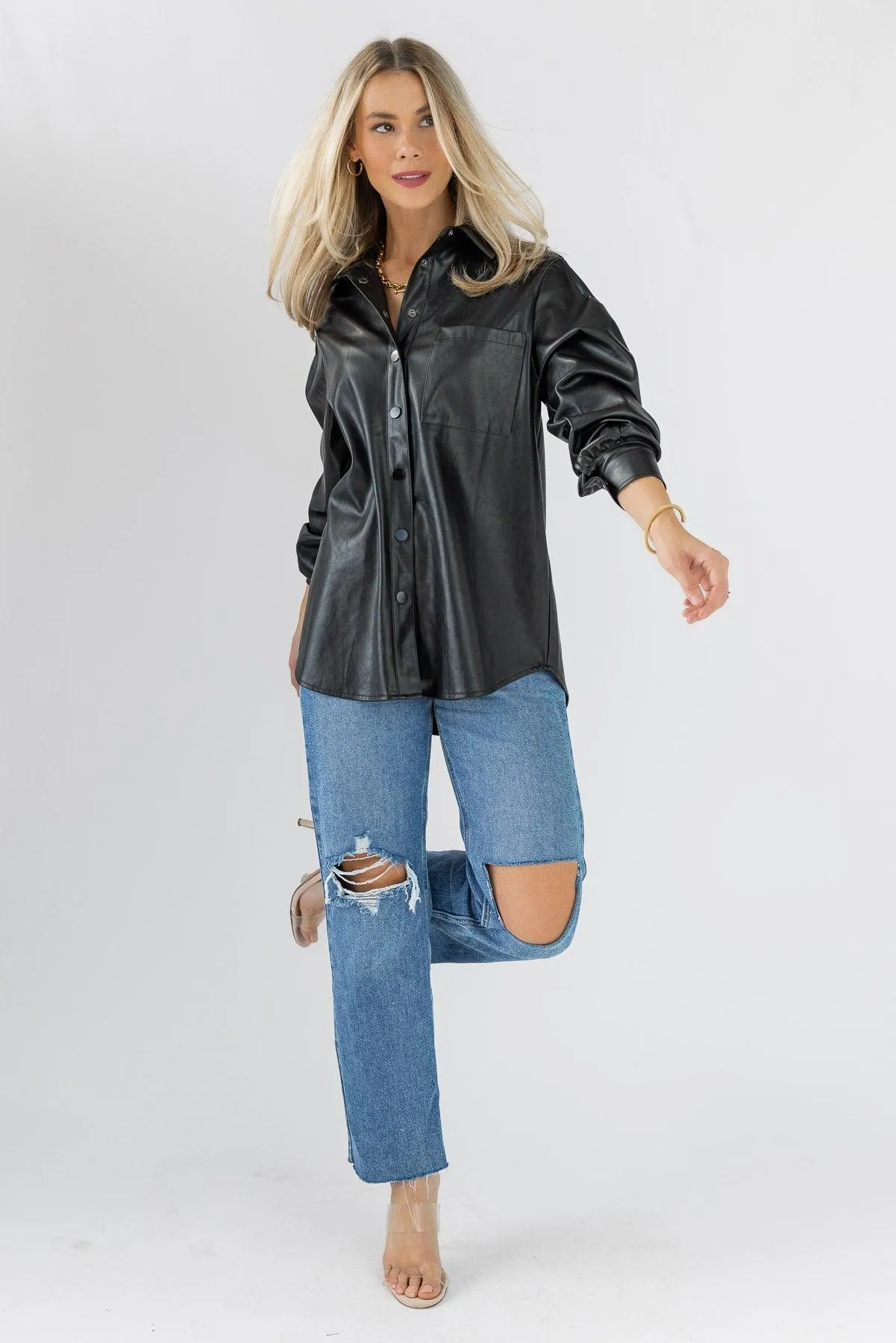 Faux Real Black Faux Leather Top - Final Sale