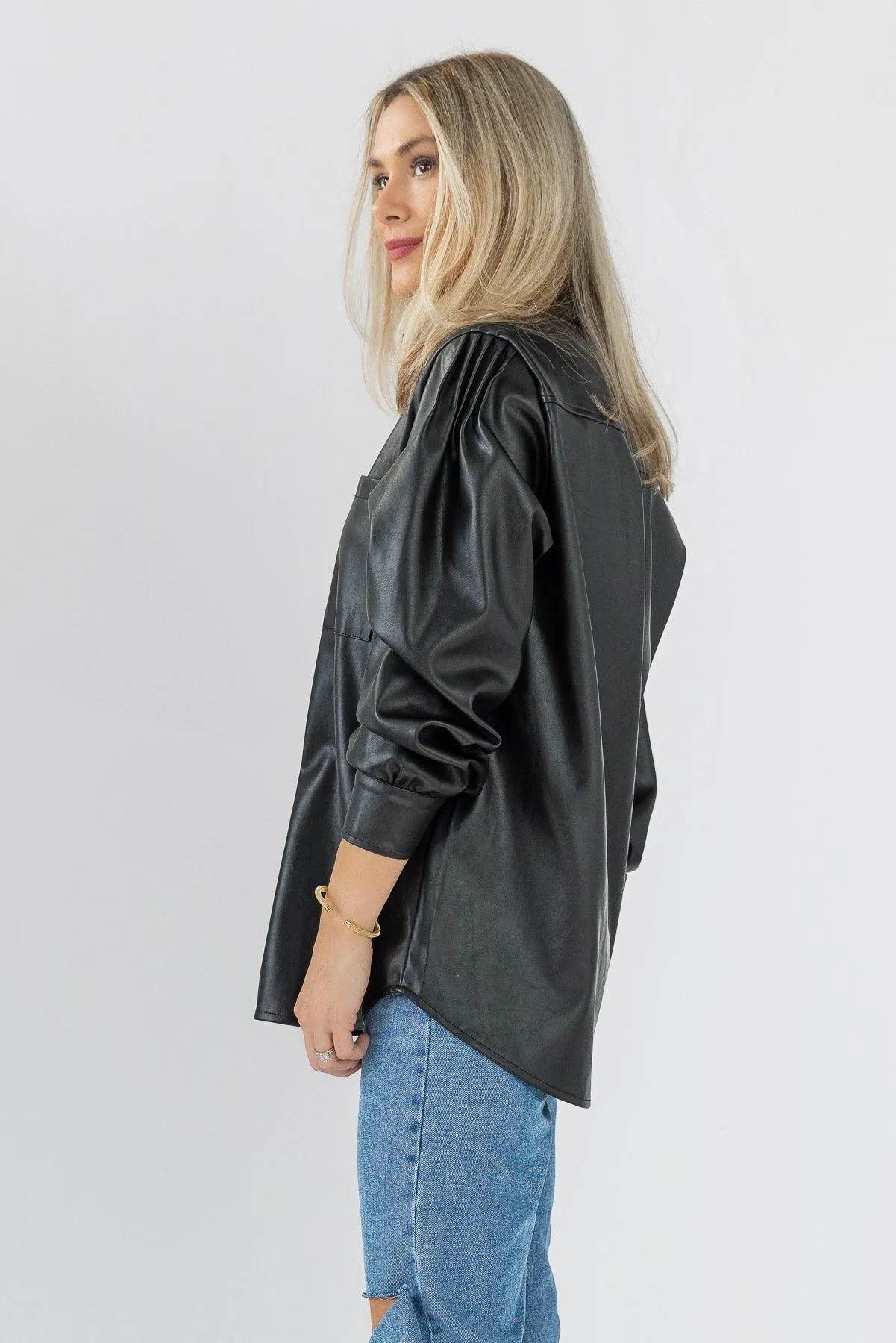 Faux Real Black Faux Leather Top - Final Sale