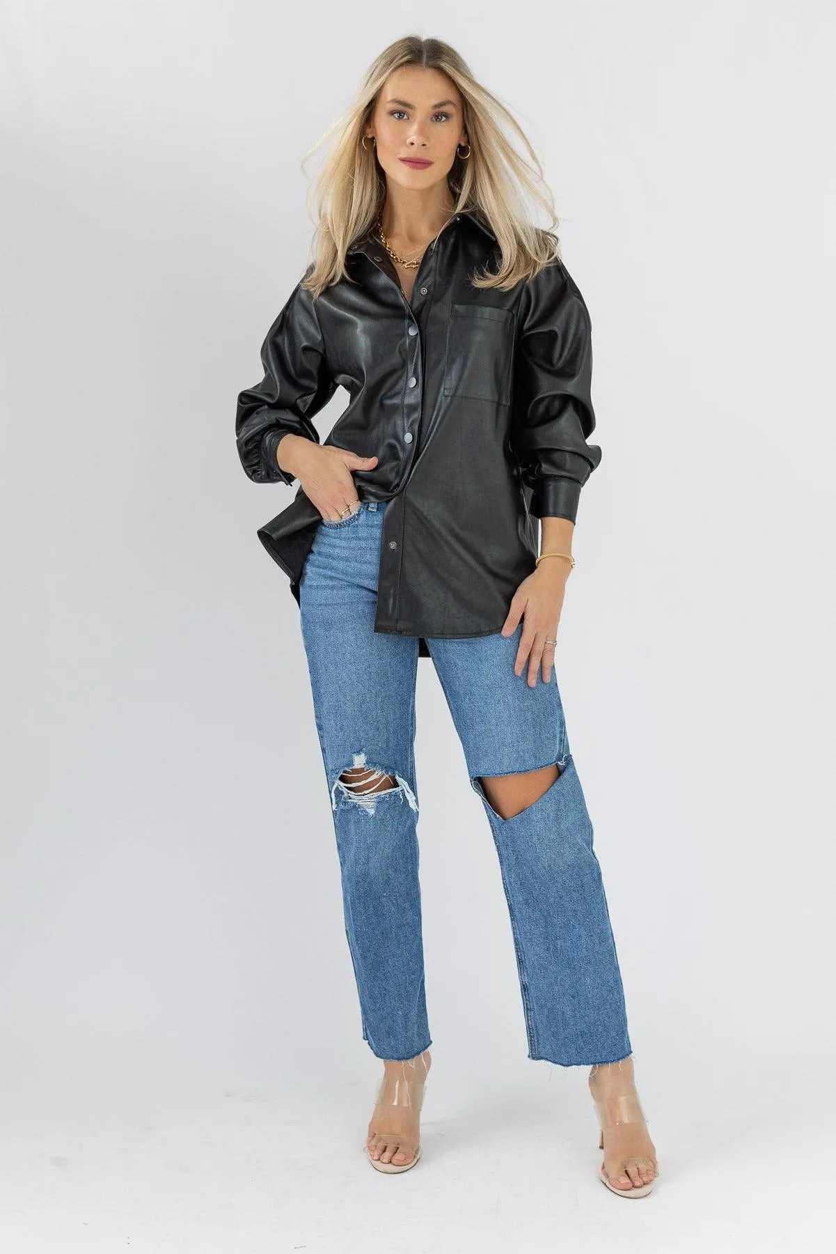 Faux Real Black Faux Leather Top - Final Sale