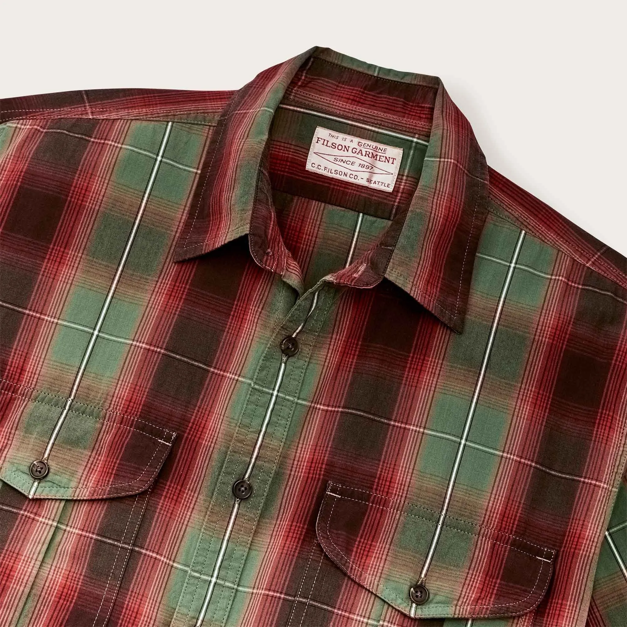 FILSON'S WASHED SHORT SLEEVE FEATHER CLOTH SHIRT