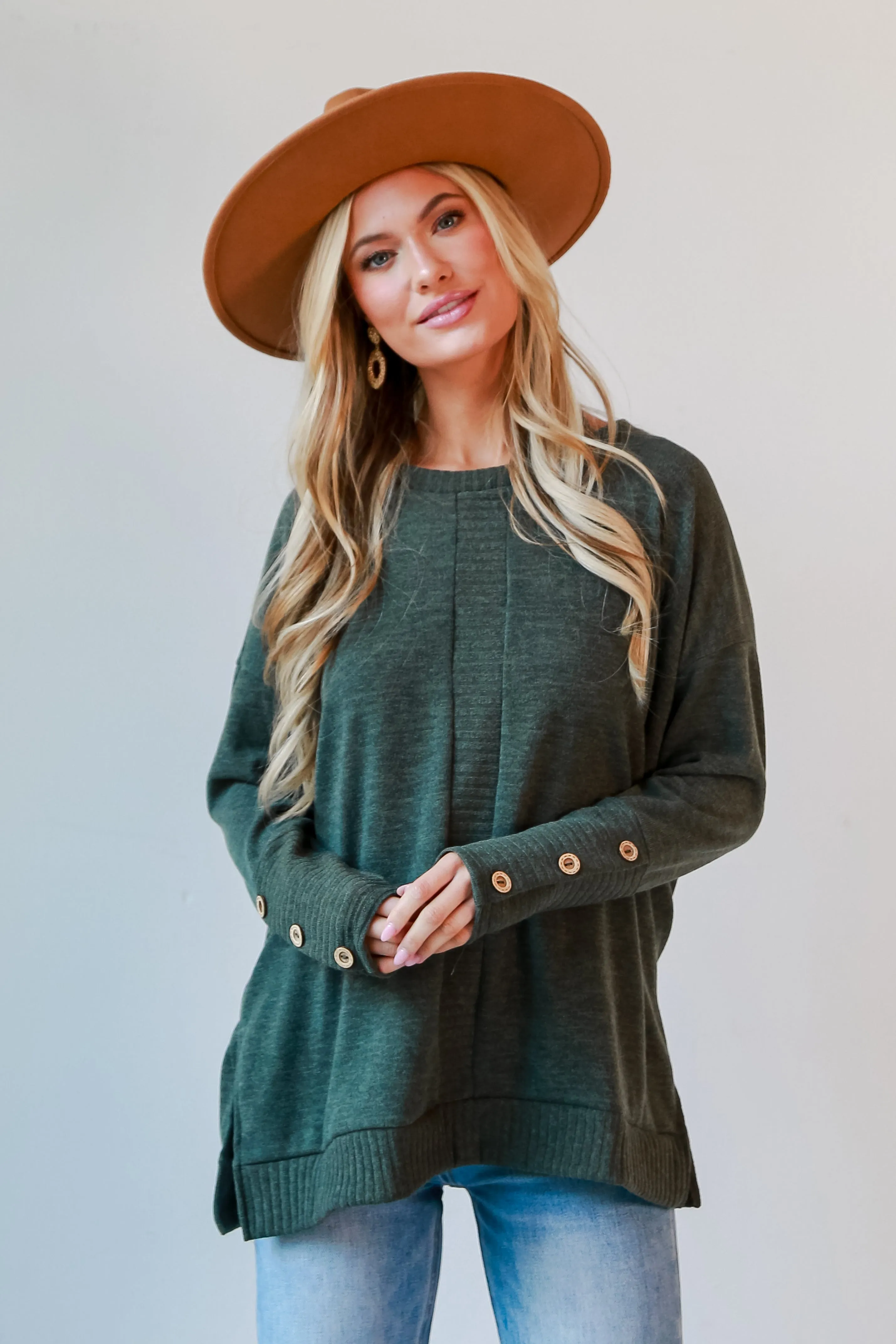 FINAL SALE - Brianna Olive Knit Top - DOORBUSTER