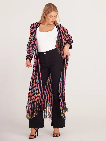 Fringed Long Cardigan Duster