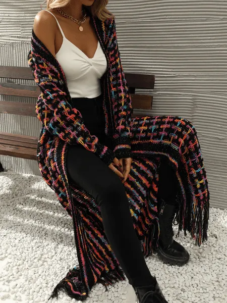 Fringed Long Cardigan Duster