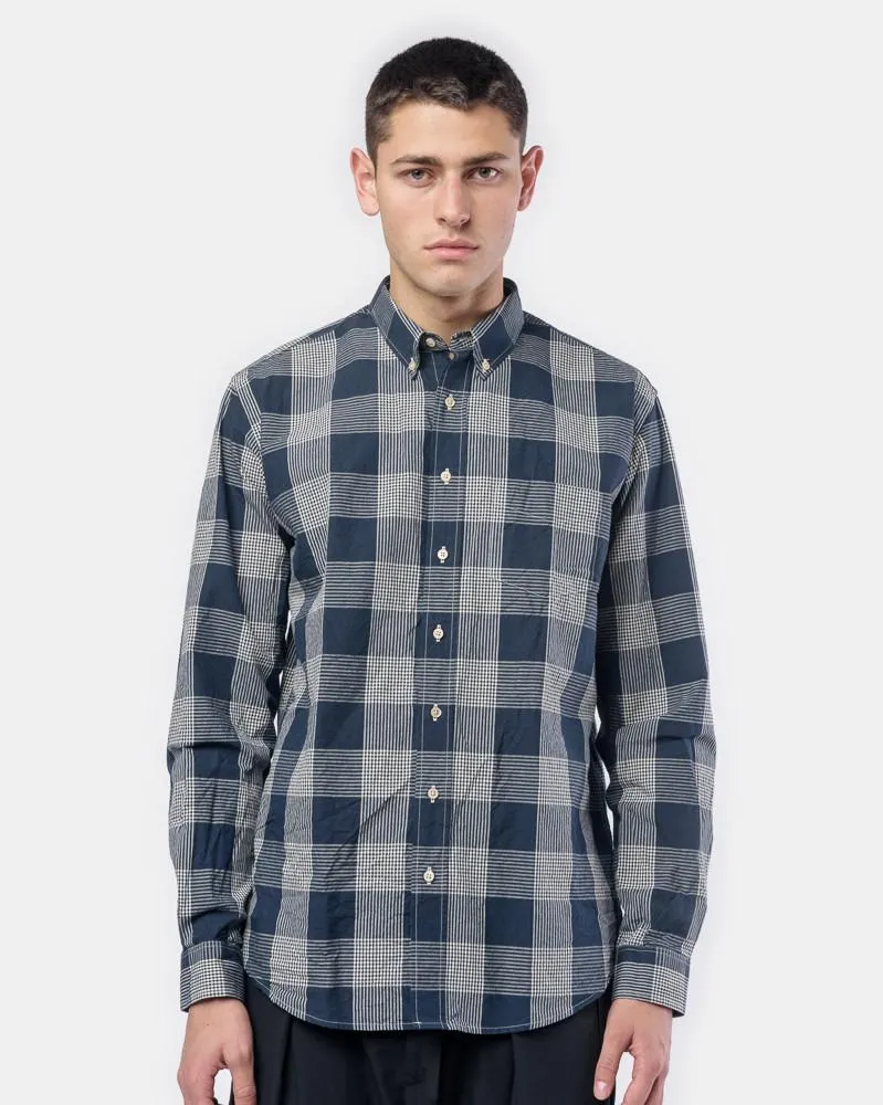 Glen Check Leisure Shirt in Dark Blue/Off White